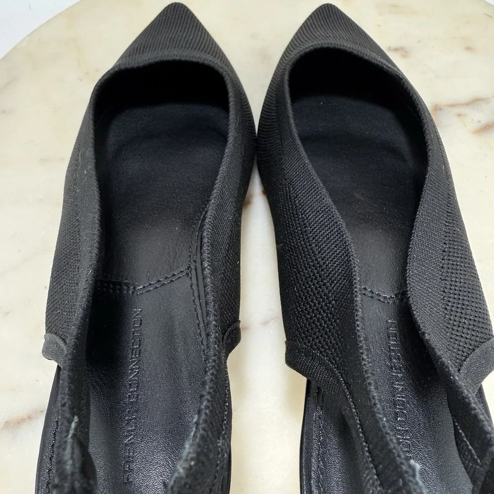 Women's French Connection Black Mesh Slingback Kitten Heels Pointed Toe Size 8